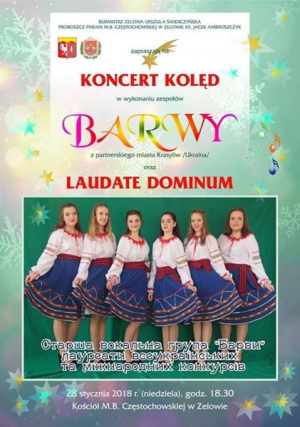 koncert kolęd w wykonaniu zespołów Barwy i Laudate Dominum
